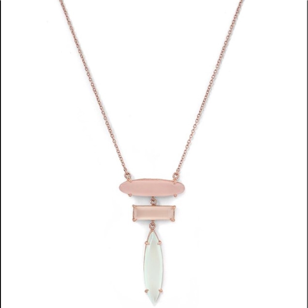 14 K Rose Gold Multi Gemstone Drop Necklace